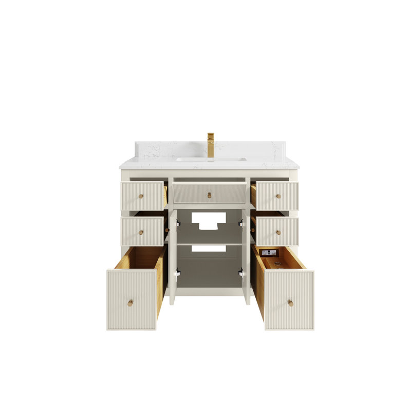 Sonoma X P 22 po Meuble-lavabo simple en D avec albâtre et bord blanc Empira Quartz