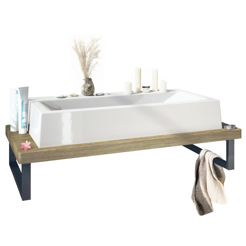 Ebern Designs Rikesh 95mm L x 51mm W Marble Rectangular Sink with Tap, Oak Ribbeck