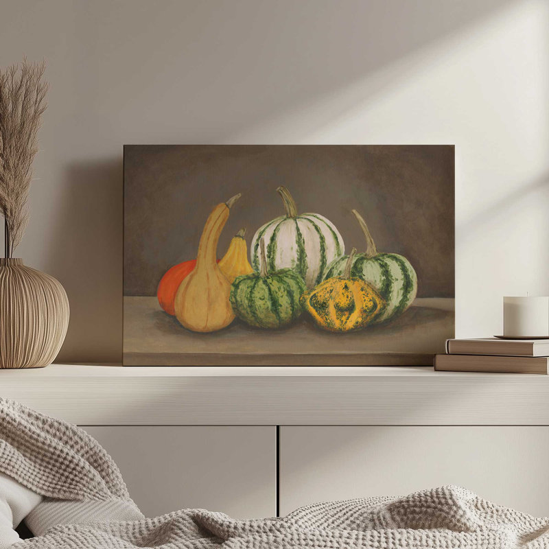 «Gourd Arrangement II» par Michael Willett, reproduction d'art sur toile, H 12 po x l 16 po