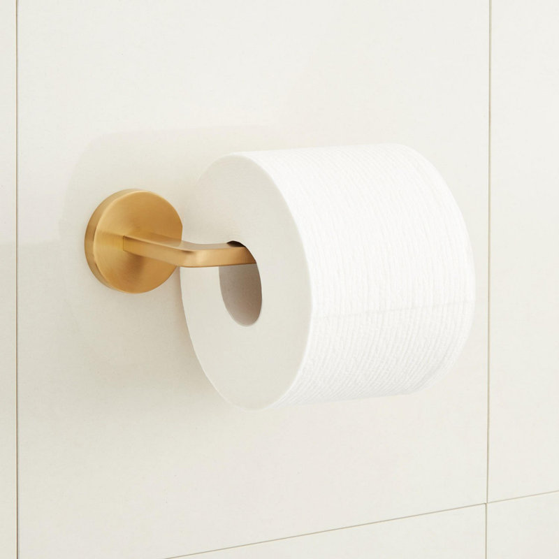 Drea Wall Mounted Spring Bar Toilet Paper Holder, Gold