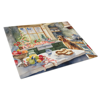 Airedale Terrier Christmas Cookies Glass Cutting Board