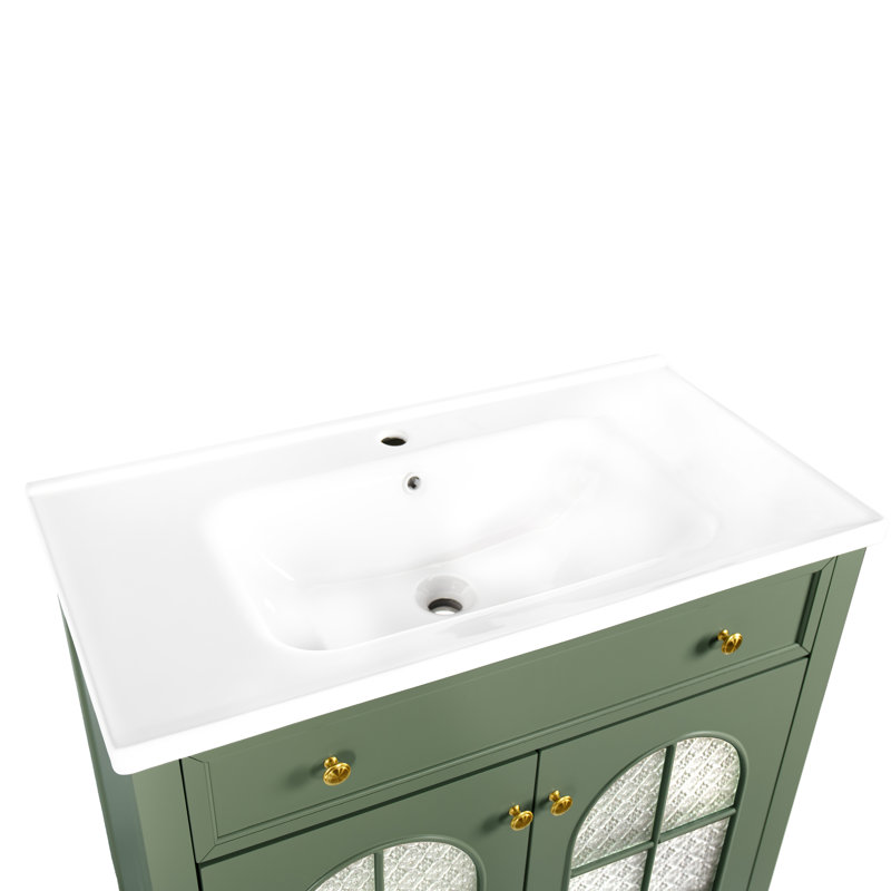Lavabo 35,6 "en céramique blanche, sans armoire | Idée cadeau