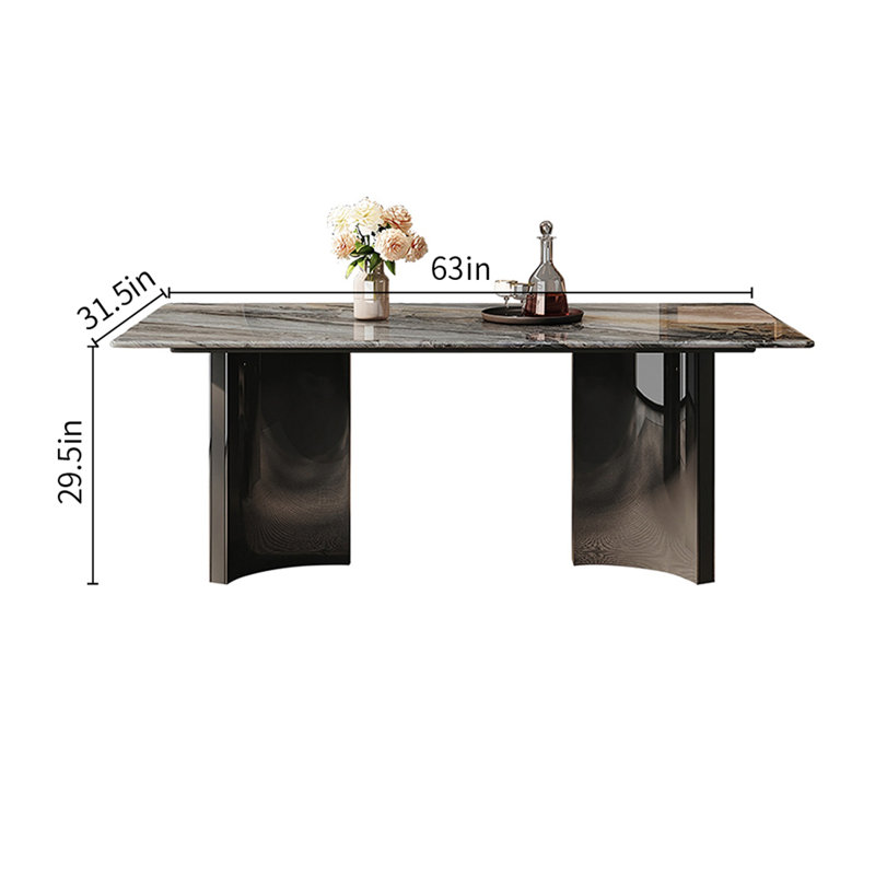 Brown Luxury Marble Rectangular Dining Tables, 29.5"H x 63"L x 31.5"W 
