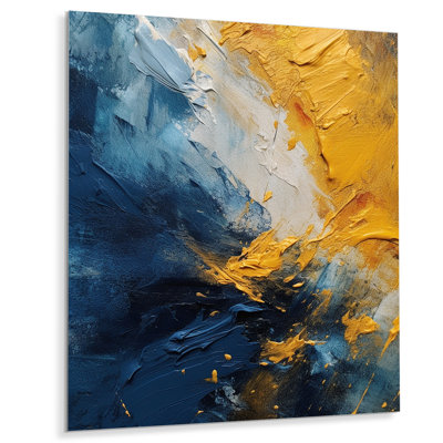 «Blue Yellow Intuitive Expressions II - Abstract Shapes», reproduction d'art en métal