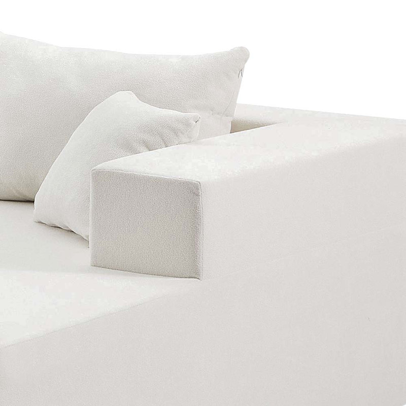 Nikoal Upholstered 107.5'' Sofa, Beige Imitation Cashmere