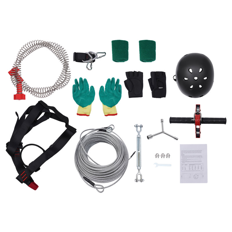 120FT Zip line Kit with Stainless Steel Spring Brake