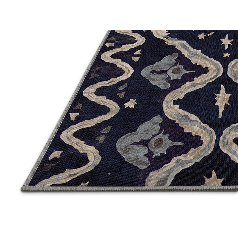 Machine Washable Gray Area Rug, Round 7'