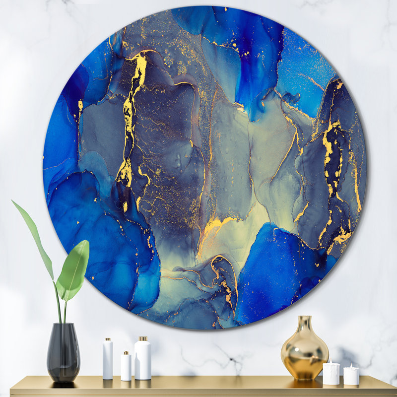 Bleu luxueux, abstrait, fluide, art moderne, H 36 po x l 36 po x P 1 po