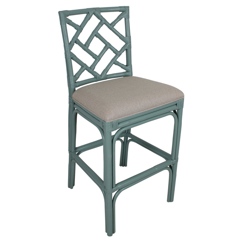 Tabouret Fulton, Siège beige / cadre vert écume de mer, Tabouret de bar (siège d'une hauteur de 30 po)