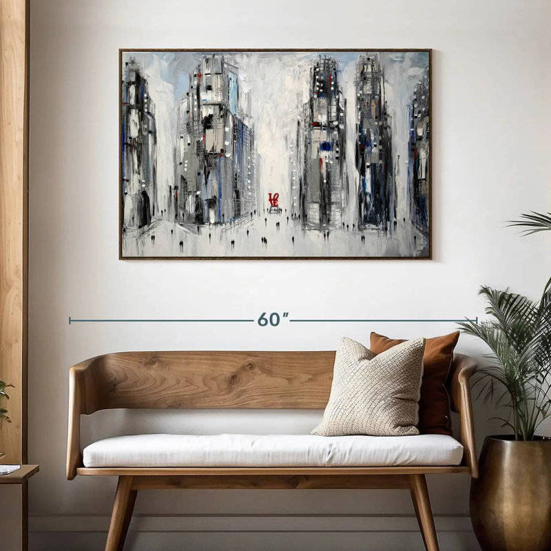 Urban Love I, 46 po x 31 po, Cadre flottant noyer