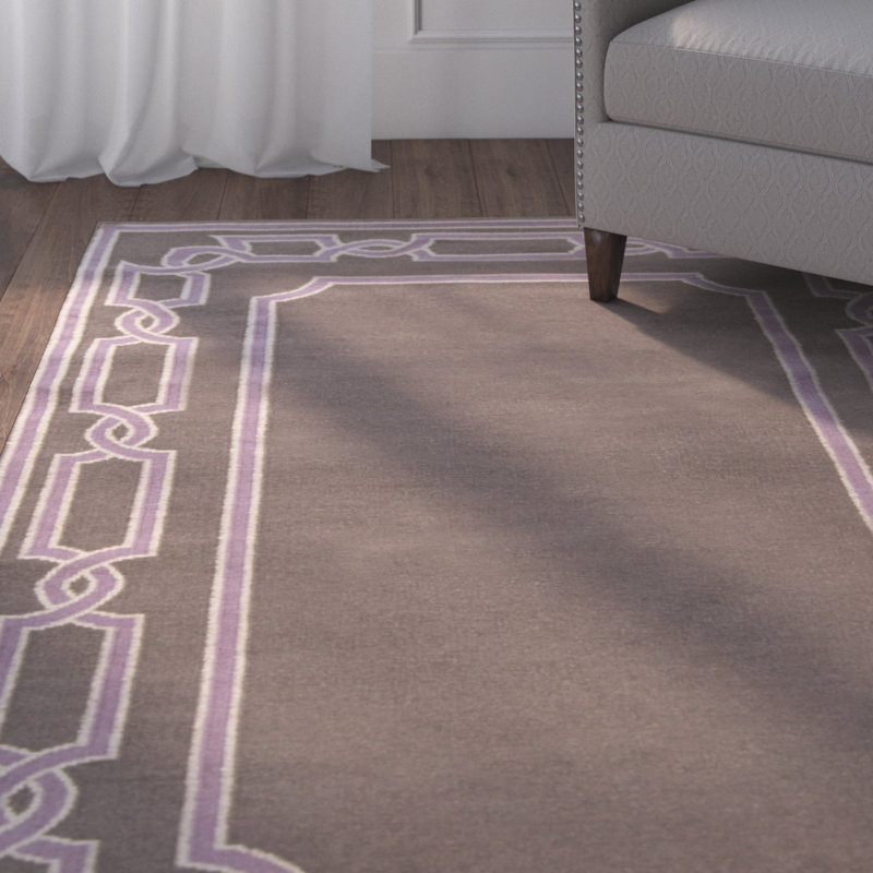 Tapis taupe / rose en laine tissé à la main Roberta, Rectangle 8 pi x 11 pi