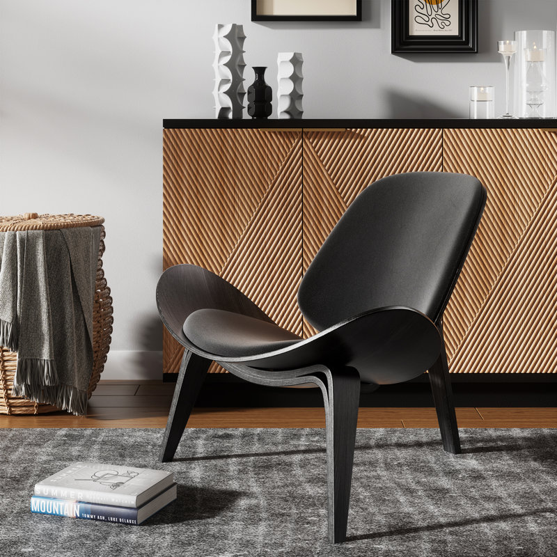 Jiovanna Faux Leather Accent Chair, Black/Black Walnut