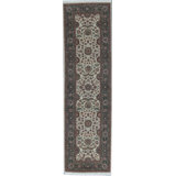Hand-Knotted High-Quality Cream and Green Runner
