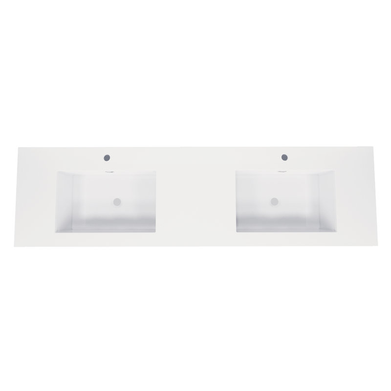 MEBO 72'' White Reinforced Acrylic Rectangular Bathroom Sink with Faucet and Overflow