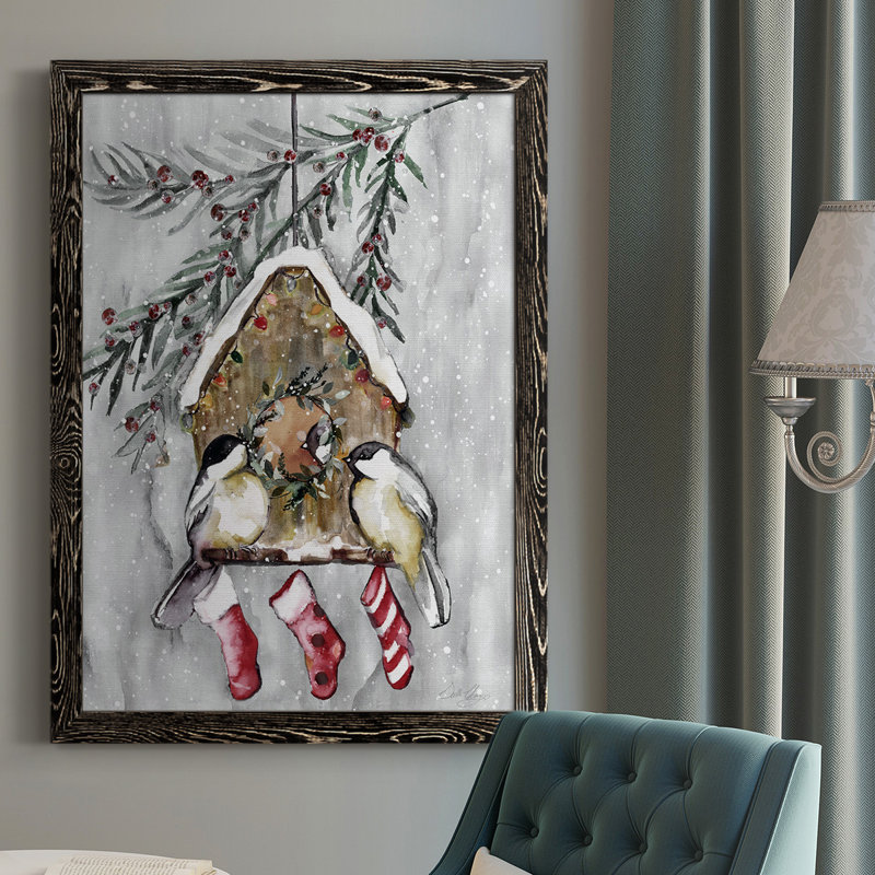 Giachetti Winter Birds, reproduction d'art sur toile, H 43,5 po x l 31,5 po x P 1 po, Noir