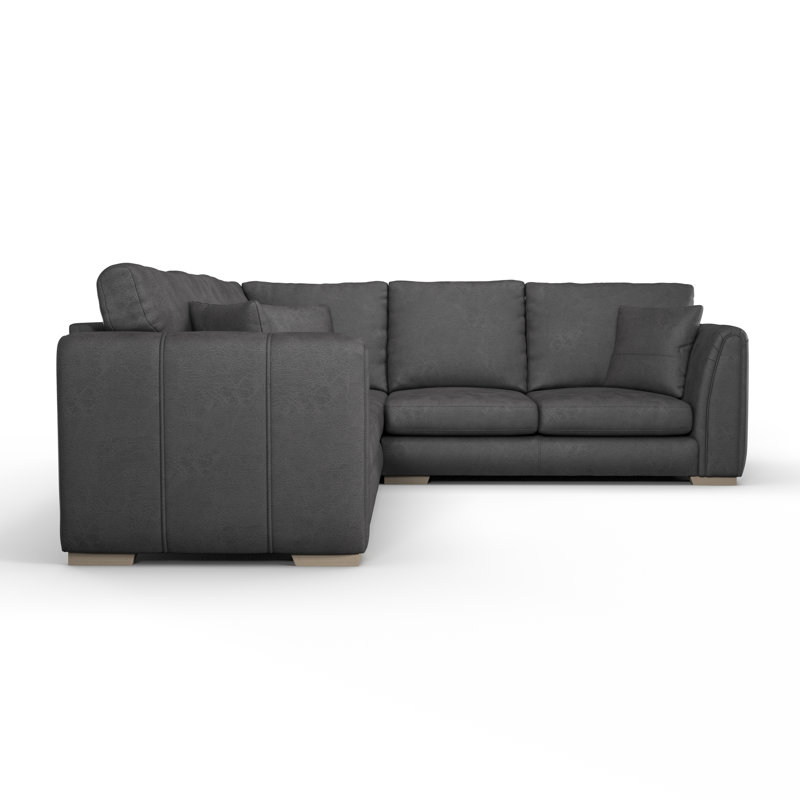 Bablu 5 Seater Faux Leather Corner Sofa , Charcoal