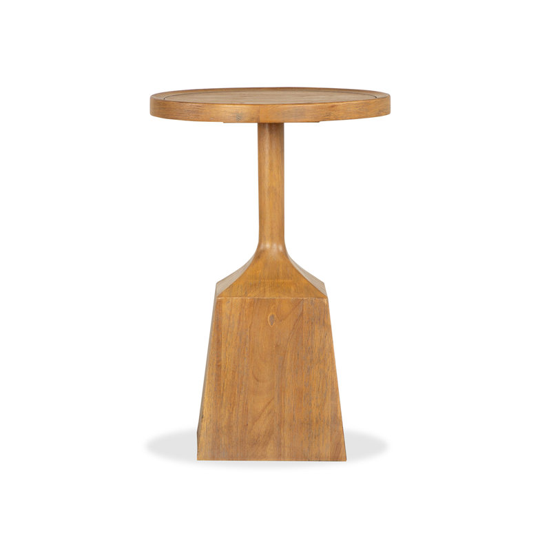 Joonwon Solid Wood Pedestal End Table, Brown