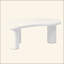 Table basse de 44 po x 25,9 po à assemblage facile avec plateau de 1,5 po d'épaisseur, table de bout irrégulière de style crème avec 3 pieds robustes, table centrale élégante avec bord rond pour le salon, blanc-1925791485
