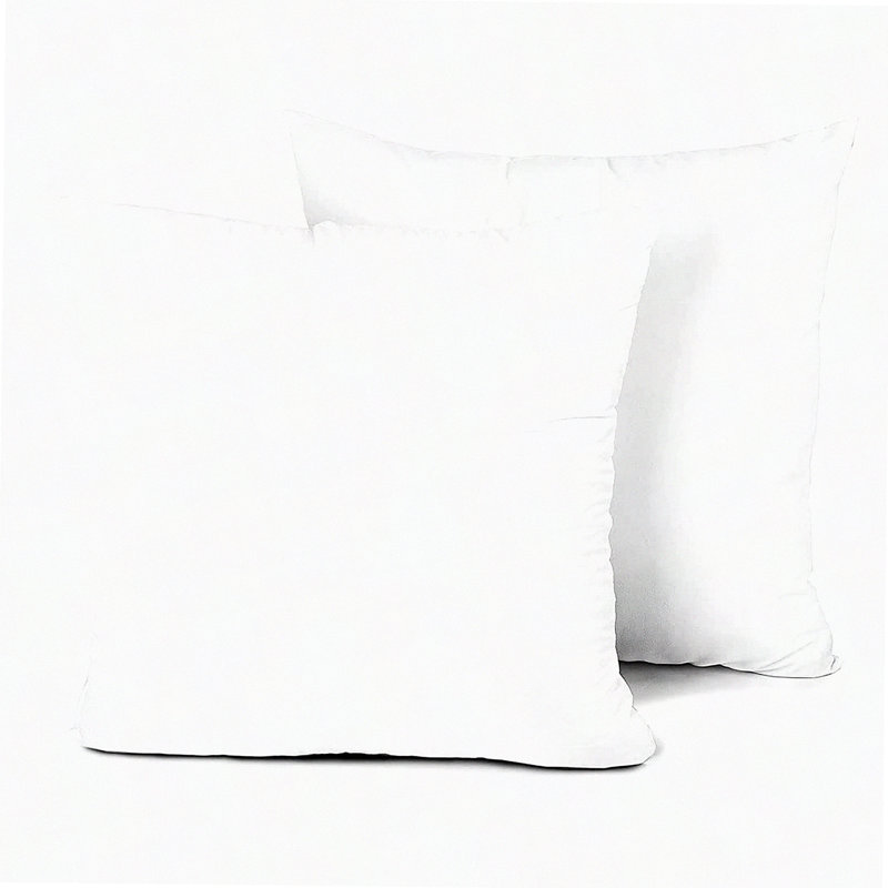 Cotton Comfort Square Pillow Inserts - 2 Pack Soft Medium Decorative Core Set for Bed, Sofa, Couch - Goose Down Alternative