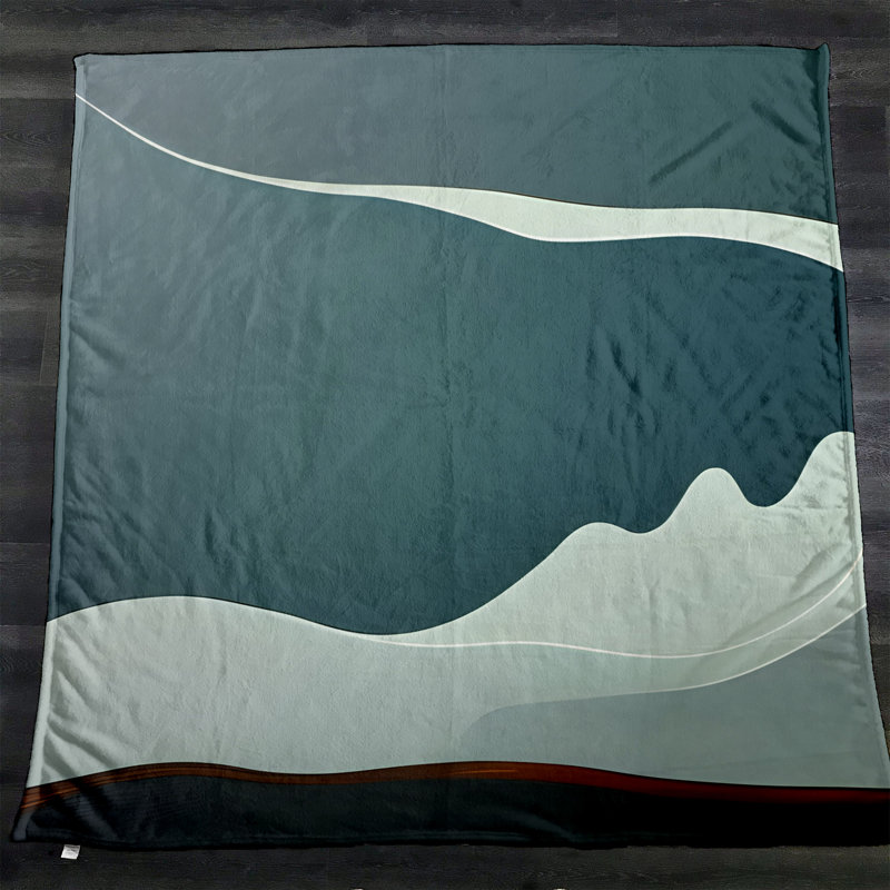 Throw Blanket, 68" W x 80" L, Abstract, Green/Gray