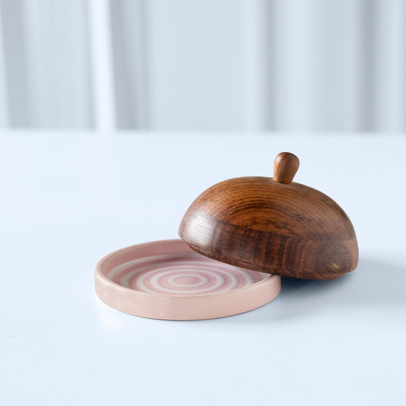Lily Manor Ceramic Butter Dish, Brown