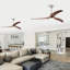  Ventilateur de plafond de 52 po avec pales en bois massif avec lumière et télécommande, moteur réversible silencieux, 6 vitesses, 3 couleurs, pour salon de patio, chambre à coucher, intérieur (nickel teint + noyer) 
