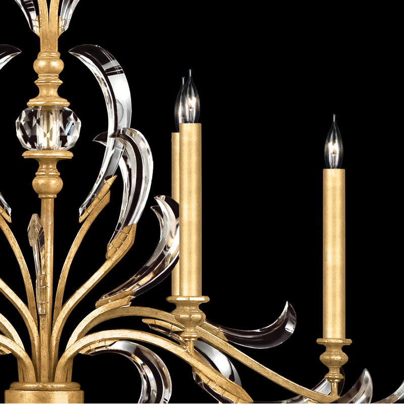 Lustre oblique biseauté de 44 po, Feuille d'or