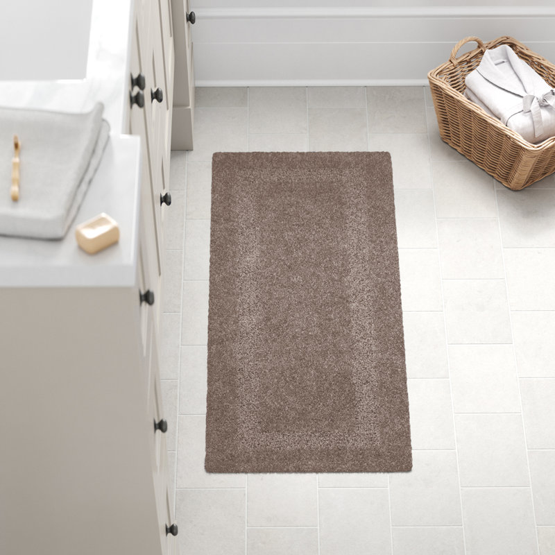 Ragini 60x24-Inch Cotton Bath Mat-Machine Washable Bath Mats for Bathroom, Kitchen, or Laundry Room, Taupe