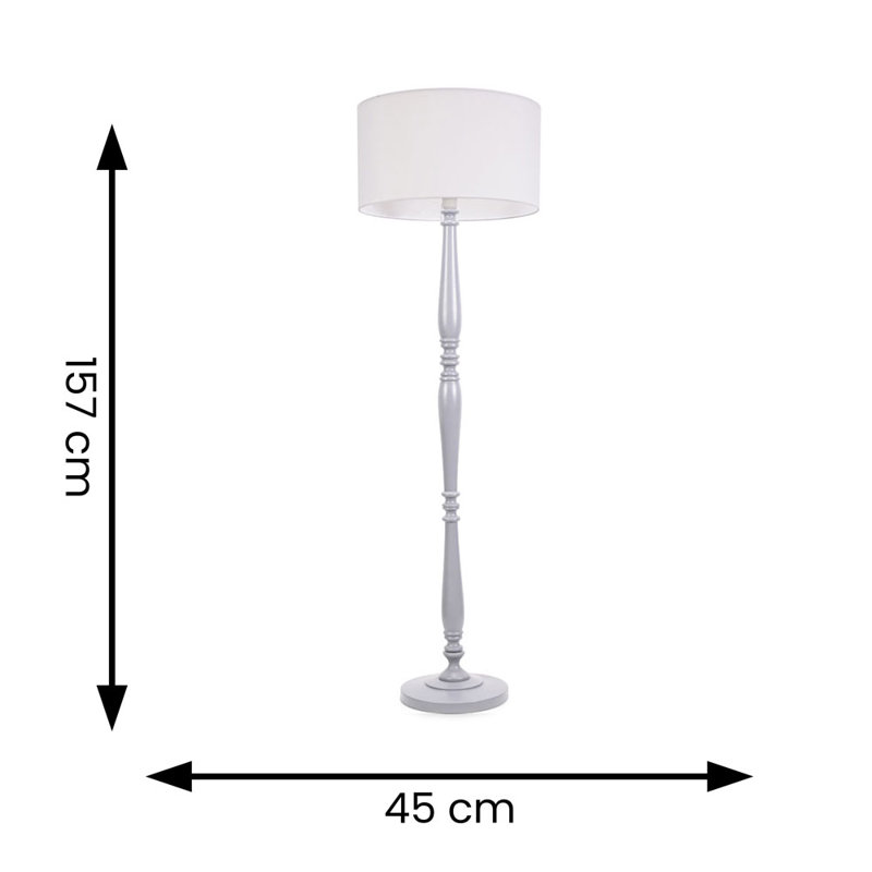 Arialdo 157cm Traditional Floor Lamp, Matte Grey, White