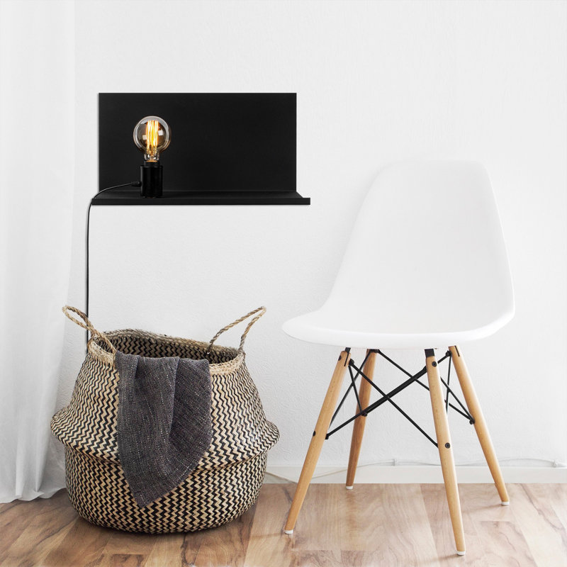 Plafonnier encastré 1 lumière à brancher Shauna, Noir, H 9,84 po x l 19,69 po x P 9,84 po