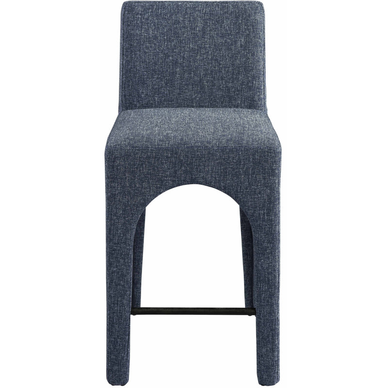 Tabouret Gramercy, Tissu texturé en lin bleu