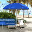 Parasol de plage d'extérieur avec hauteur réglable et fonction d'inclinaison, protection 40+, 2 crochets à fentes, abat-jour ventilé bleu pour les vacances et le bouclier, auvent ventilé