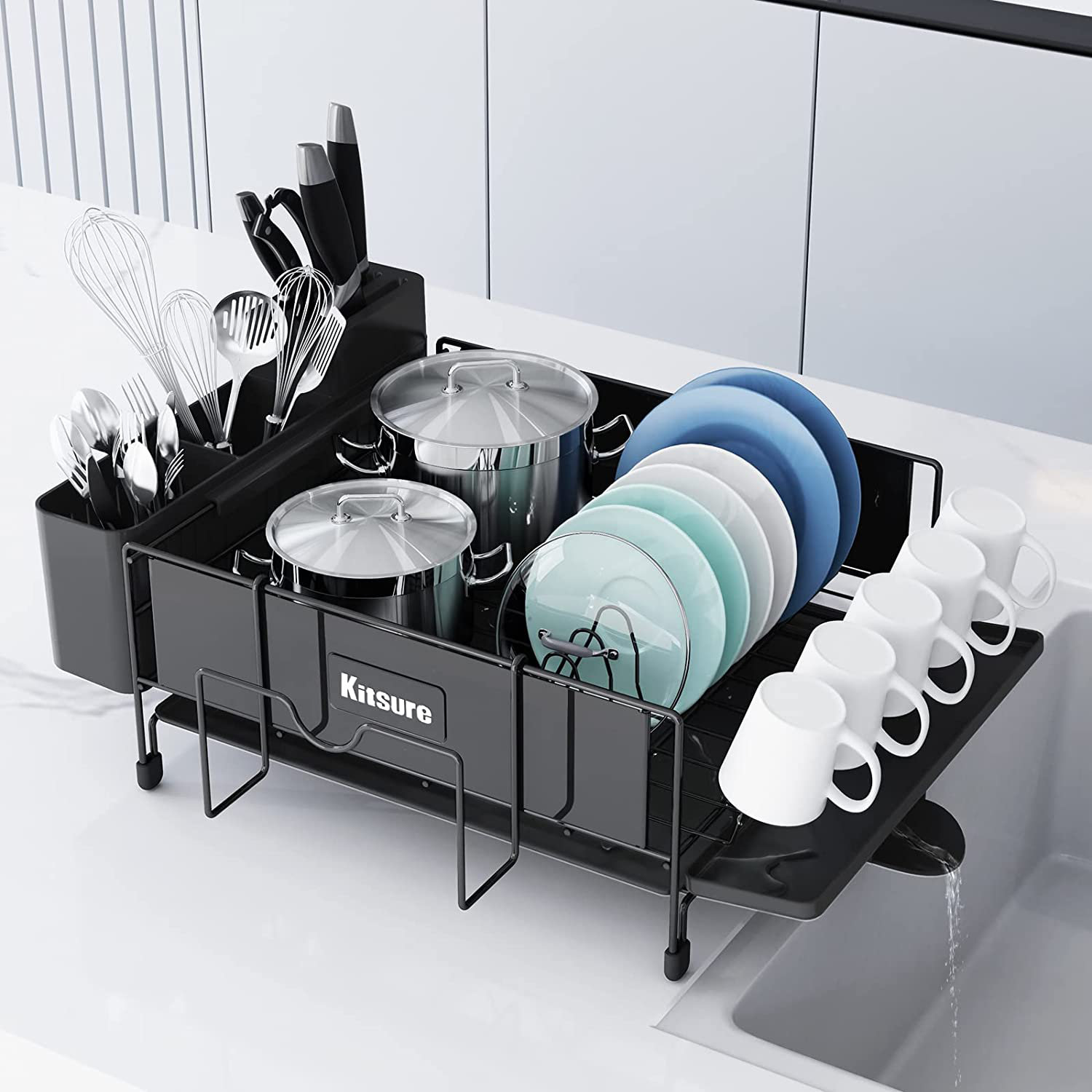 Kitsure Large Dish Drying Rack - Extendable Dish Rack, Multifunctional Dish  Rack