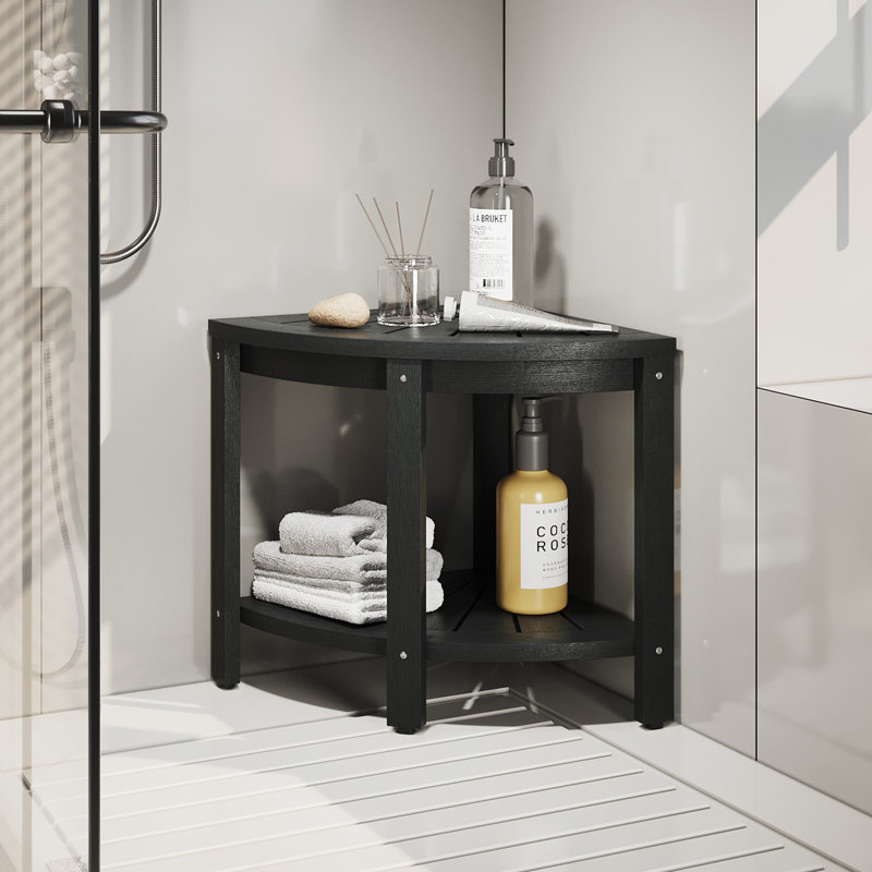 Kerstetter 17.12'' W Polystyrene HIPS Corner Shower Bench, Black