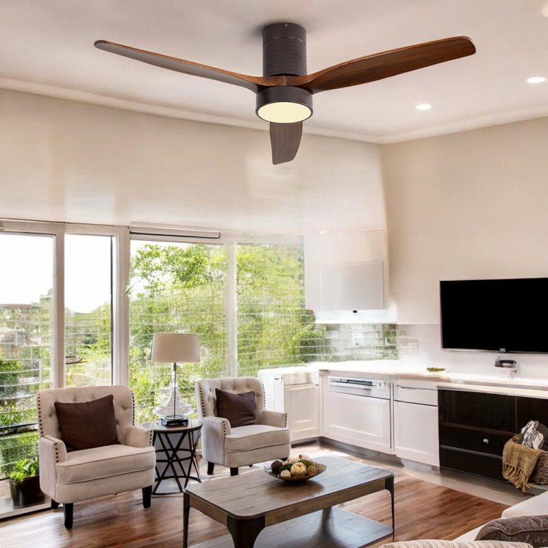 Ventilateur de plafond à 3 pales de 52 po avec ensemble d'éclairage inclus Gendi