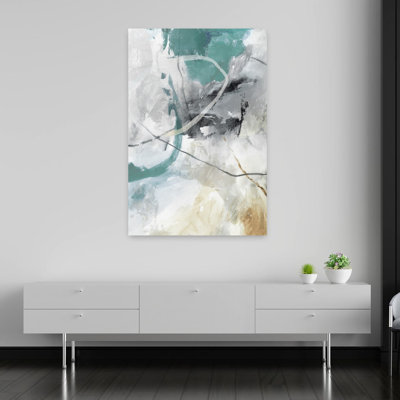 Enigmatique bleu sarcelle I, art moderne abstrait