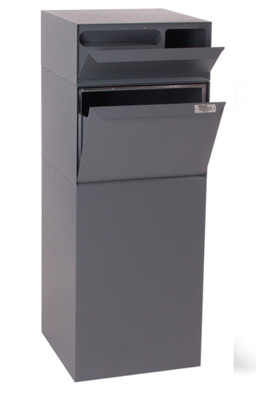 Steel Package Drop with Newspaper Compartment, Gray
