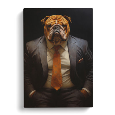 British Bulldog In A Suit Painting - Print