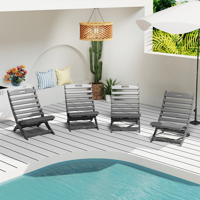 Ensemble de 4 chaises Adirondack pliantes pour l'extérieur (ensemble de 4), Gris