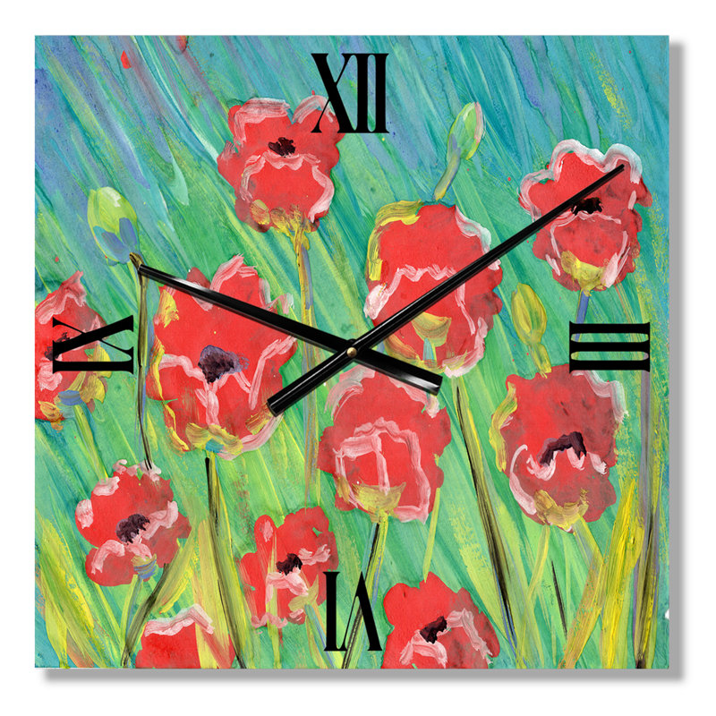 Horloge murale Gouache des coquelicots en fleurs, Petit