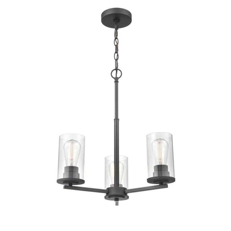 Lustre traditionnel unique à 3 lumières Verlana, Noir mat