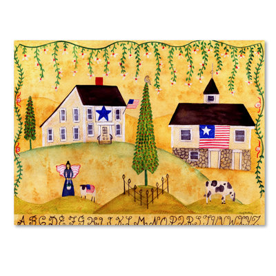 « american campagne sampler », reproduction sur toile tendue