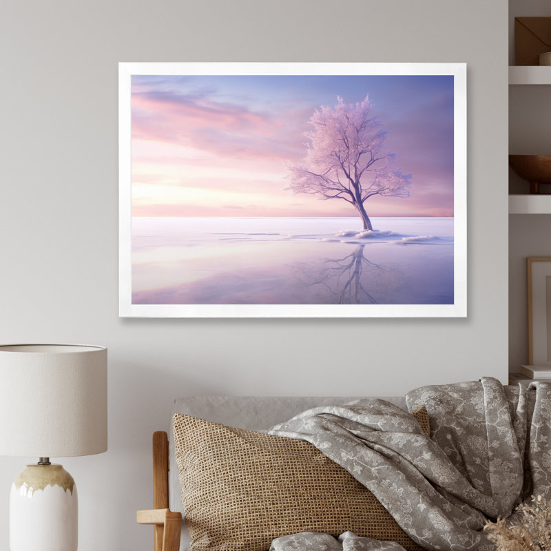 " Sky Pastel Dreamscape I ", 12" H x 20" W x 1" D, White Picture Framed