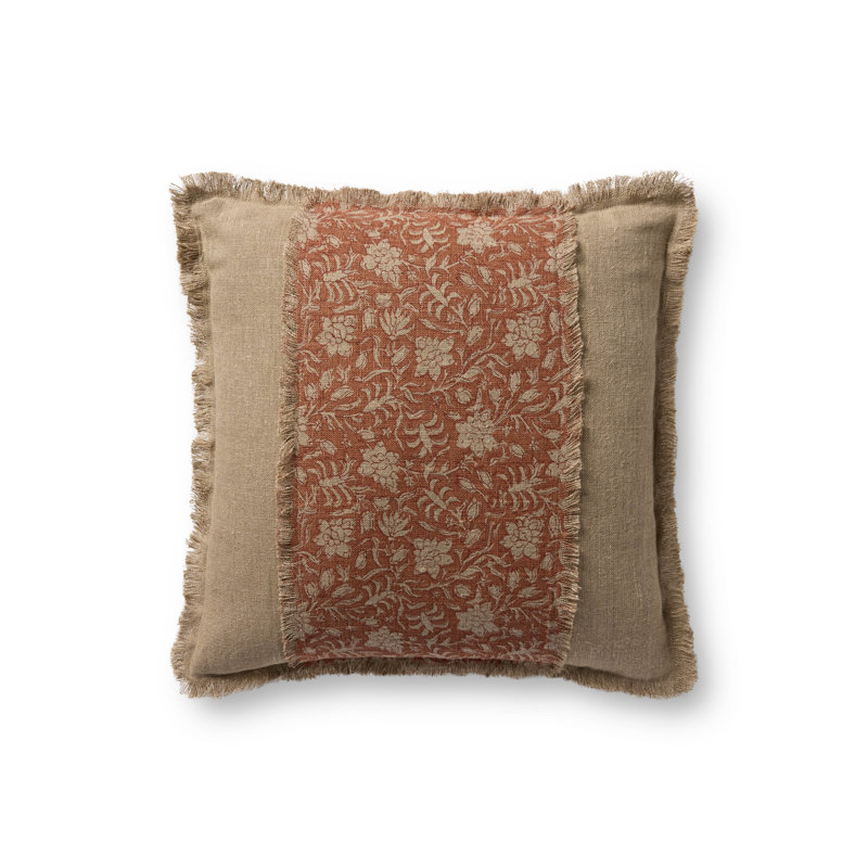 Loloi Accent Pillow, Orange/Natural Floral, Polyester