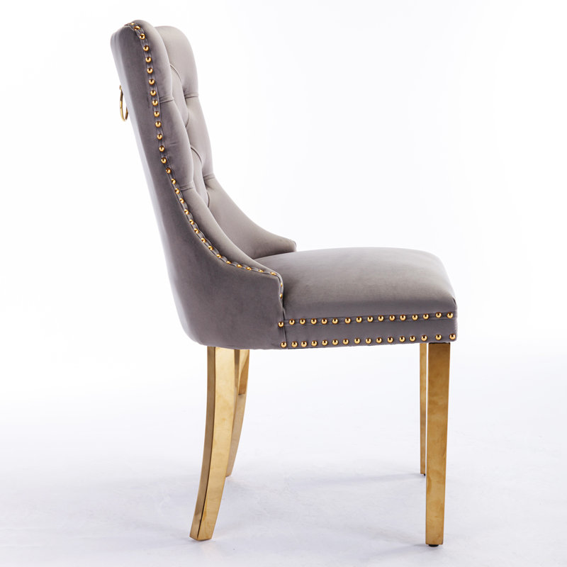 Fioretto 20'' H Dining Chair, Gold, Gray
