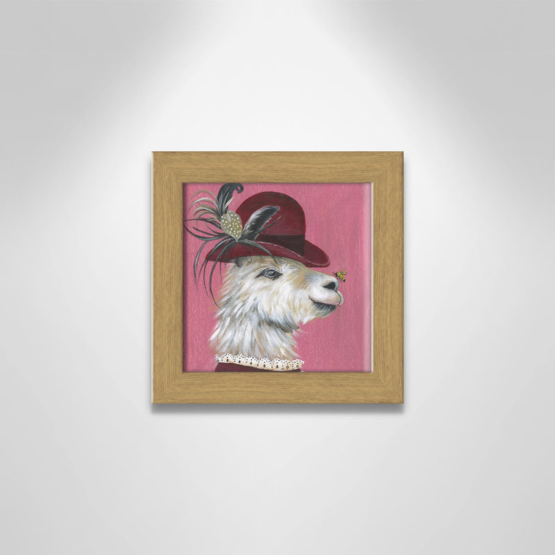 Art sur toile llama, H 10 po x l 10 po x P 0,625 po, Cadre en chêne