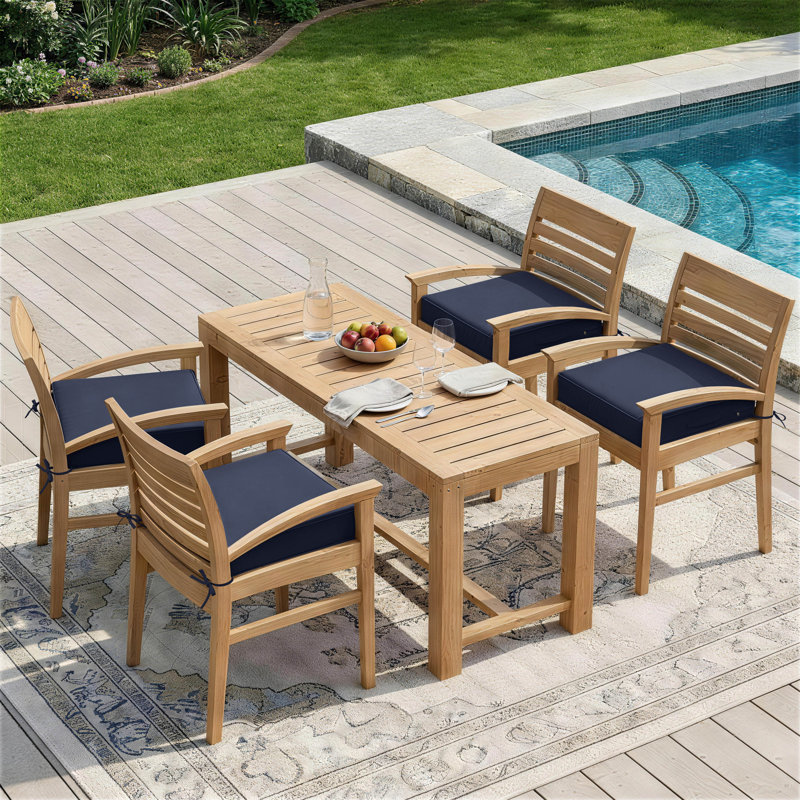Outdoor 4'' Non-Slip Patio Chair Cushion Cover With Portable Carry Handle., 4", 19" W x 19" D, Navy