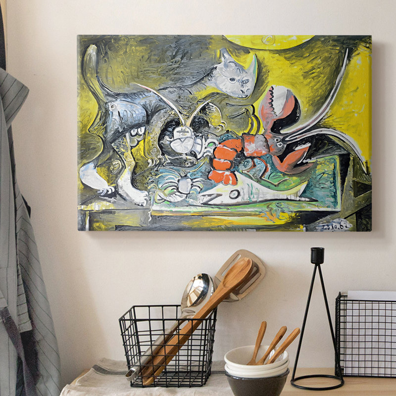 Nature morte avec un chat et un homard - Pablo Picasso - Toile tendue avec châssis -1962, 8 x 12