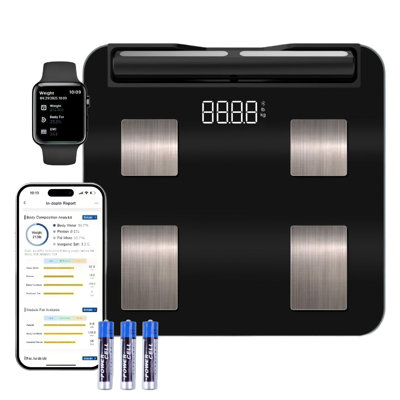 Pèse-personne intelligent umiucrye pour le poids corporel, pèse-personne, échelle de composition corporelle à 8 électrodes avec IMC, graisse corporelle, masse musculaire, pèse-personne numérique avec plateforme plus grande, Bluetooth