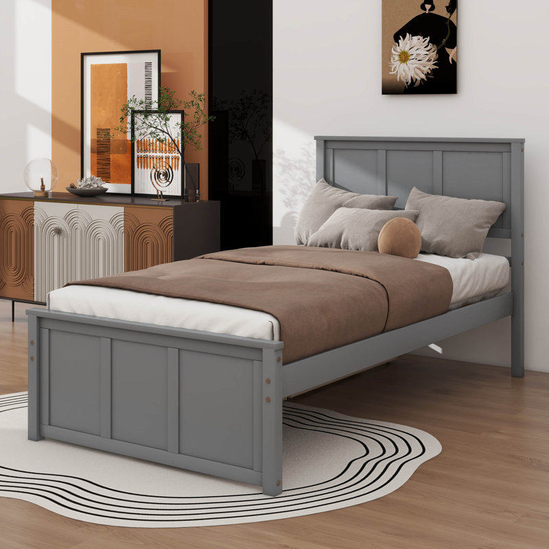 Twin Size Two-Drawer Platform Storage Bed, Gray